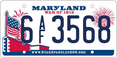 MD license plate 6AF3568