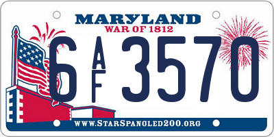 MD license plate 6AF3570