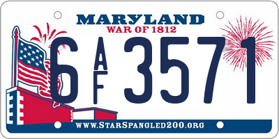 MD license plate 6AF3571