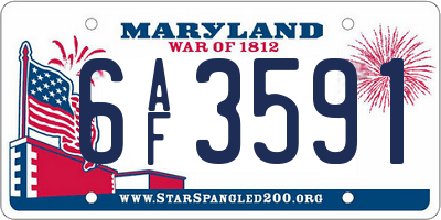 MD license plate 6AF3591