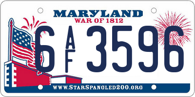 MD license plate 6AF3596