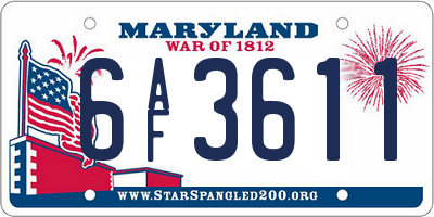 MD license plate 6AF3611