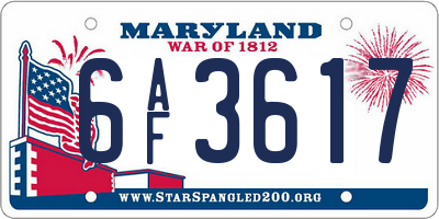MD license plate 6AF3617