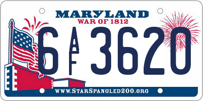 MD license plate 6AF3620