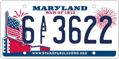 MD license plate 6AF3622