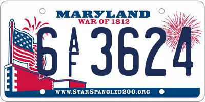 MD license plate 6AF3624