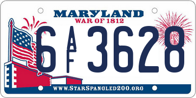 MD license plate 6AF3628
