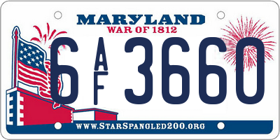MD license plate 6AF3660