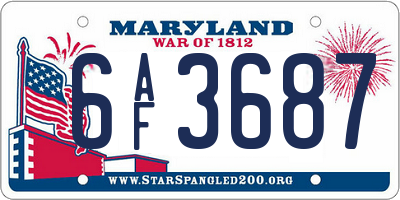 MD license plate 6AF3687