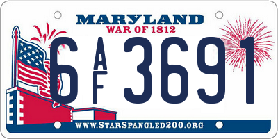 MD license plate 6AF3691