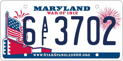MD license plate 6AF3702