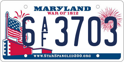 MD license plate 6AF3703