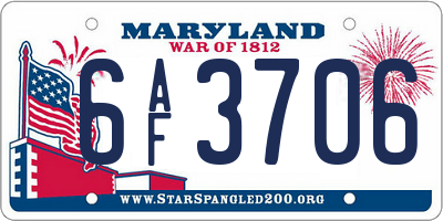 MD license plate 6AF3706
