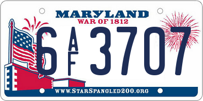 MD license plate 6AF3707