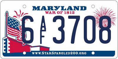 MD license plate 6AF3708