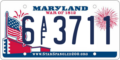 MD license plate 6AF3711