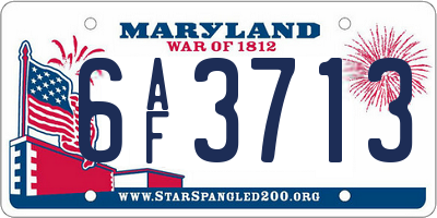 MD license plate 6AF3713