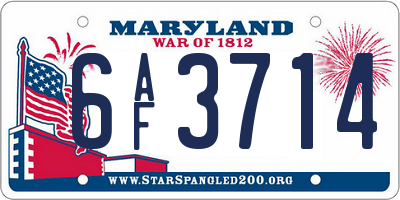 MD license plate 6AF3714