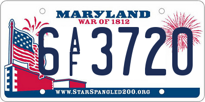 MD license plate 6AF3720