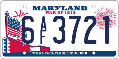 MD license plate 6AF3721