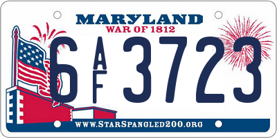 MD license plate 6AF3723