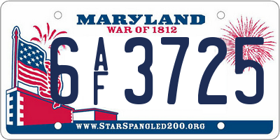MD license plate 6AF3725