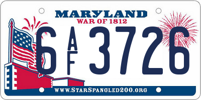 MD license plate 6AF3726