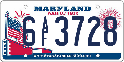 MD license plate 6AF3728