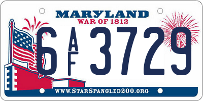 MD license plate 6AF3729