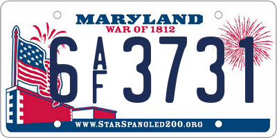 MD license plate 6AF3731