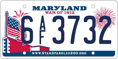 MD license plate 6AF3732