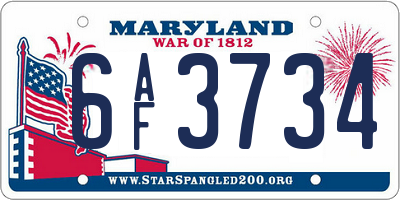 MD license plate 6AF3734
