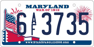 MD license plate 6AF3735