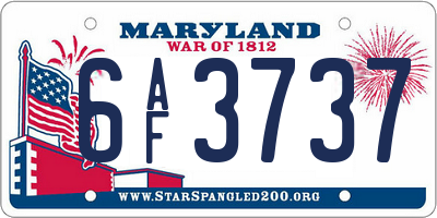 MD license plate 6AF3737
