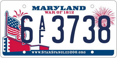 MD license plate 6AF3738