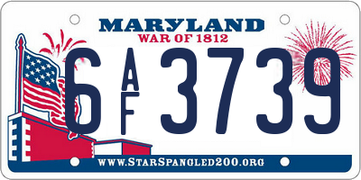 MD license plate 6AF3739