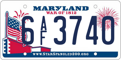 MD license plate 6AF3740