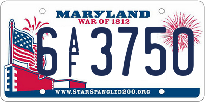 MD license plate 6AF3750