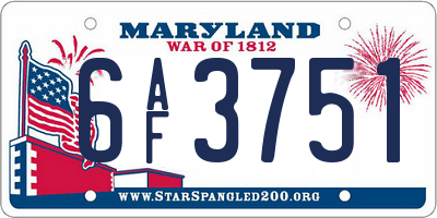 MD license plate 6AF3751