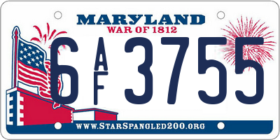 MD license plate 6AF3755