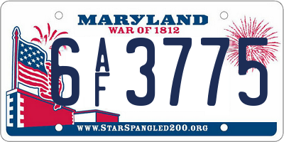 MD license plate 6AF3775