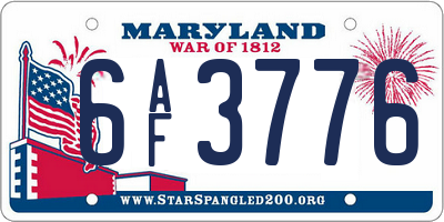 MD license plate 6AF3776