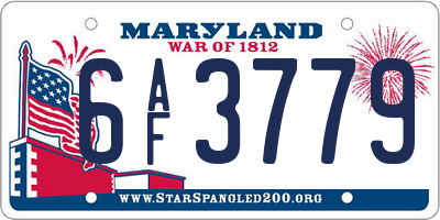 MD license plate 6AF3779