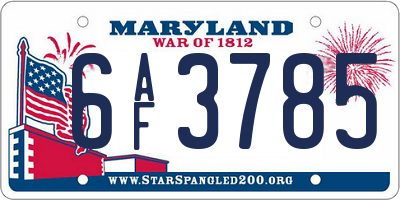 MD license plate 6AF3785