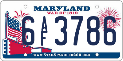 MD license plate 6AF3786