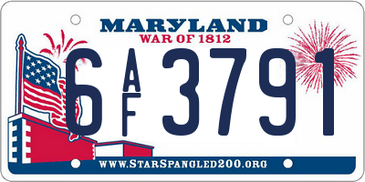 MD license plate 6AF3791