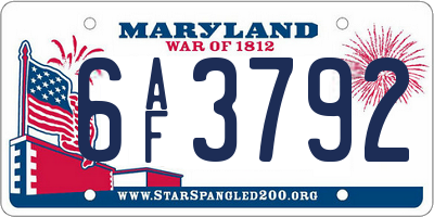 MD license plate 6AF3792