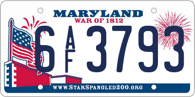 MD license plate 6AF3793