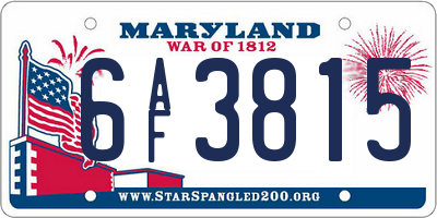 MD license plate 6AF3815