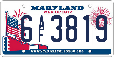MD license plate 6AF3819